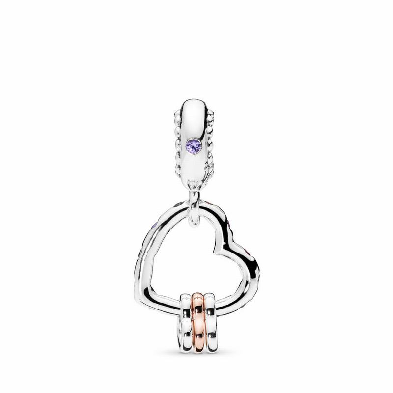 Pandora Australia Heart Highlights Dangle Charm - Pandora Rose™ | JVPGQX317